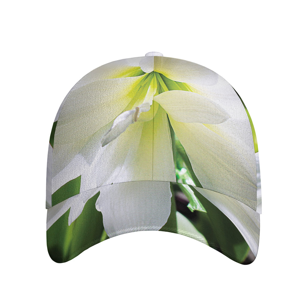 White Amaryllis Print Baseball Cap