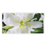 White Amaryllis Print Beach Towel