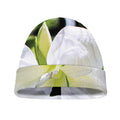 White Amaryllis Print Beanie