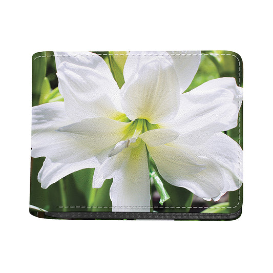 White Amaryllis Print Bifold Wallet