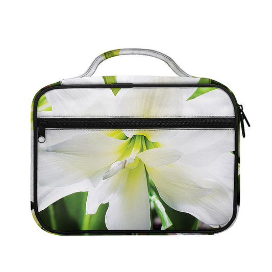 White Amaryllis Print Briefcase Bible Bag