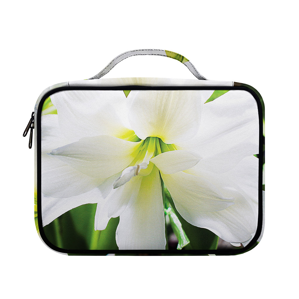 White Amaryllis Print Briefcase Bible Bag