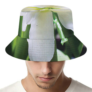 White Amaryllis Print Bucket Hat