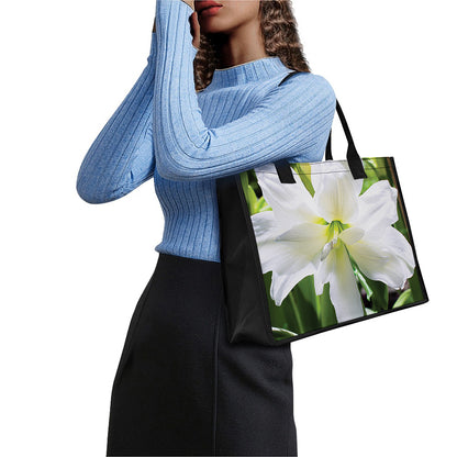 White Amaryllis Print Canvas Tote Bag