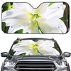 White Amaryllis Print Car Windshield Sun Shade