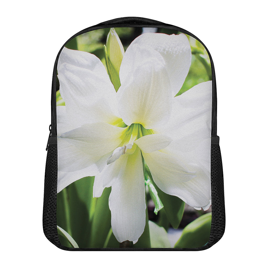 White Amaryllis Print Casual Backpack