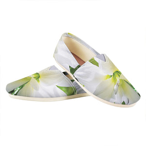 White Amaryllis Print Casual Shoes