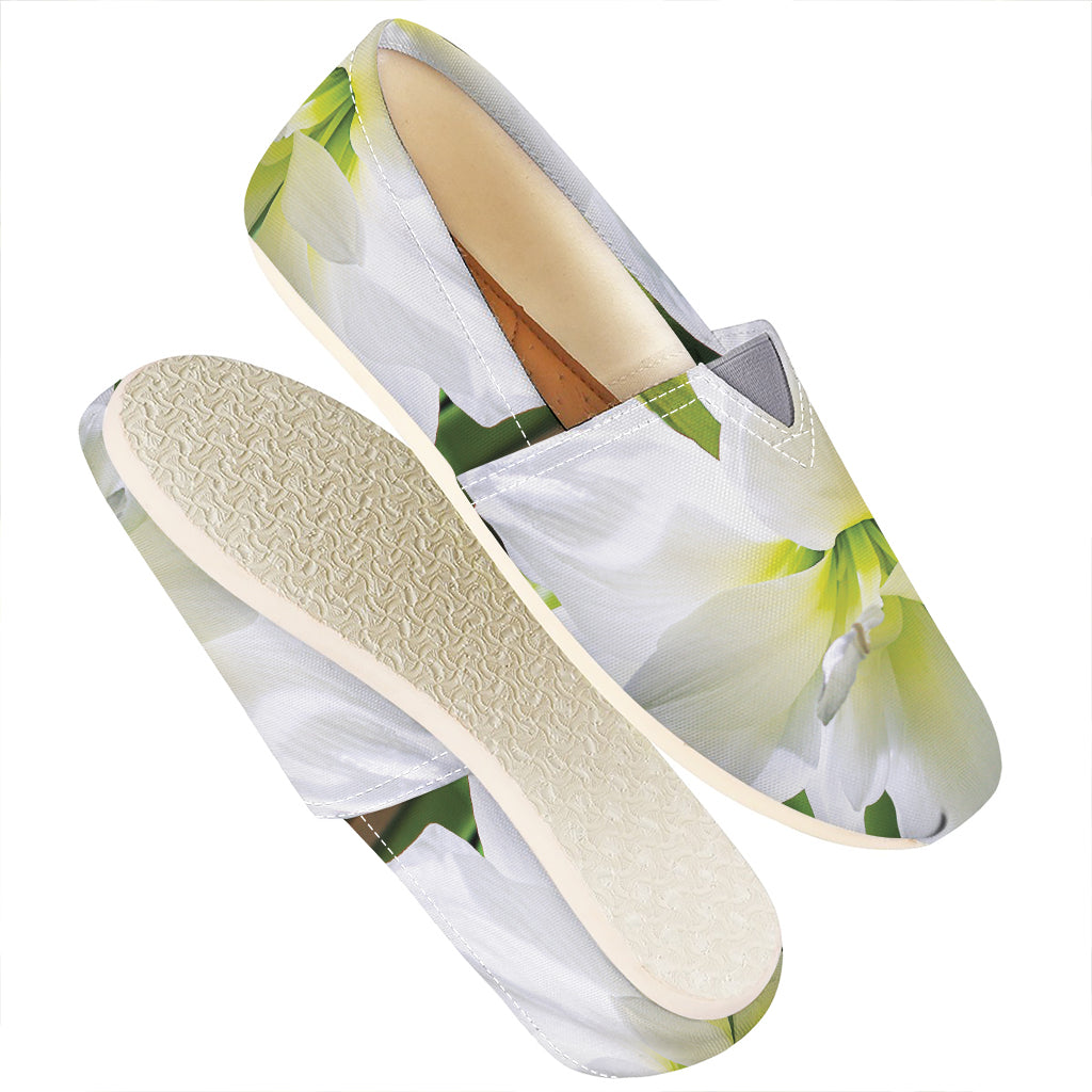 White Amaryllis Print Casual Shoes