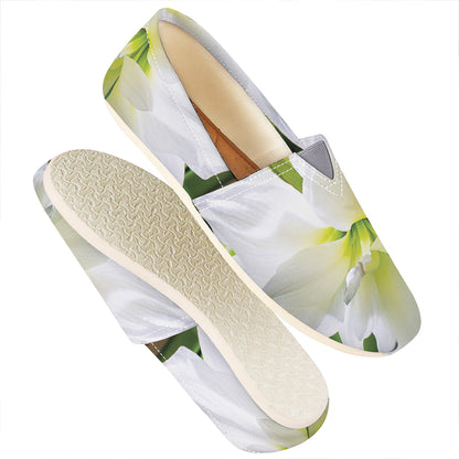 White Amaryllis Print Casual Shoes