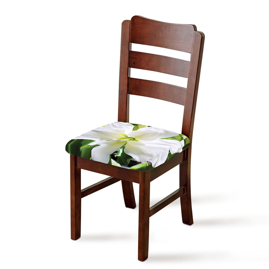 White Amaryllis Print Chair Cushion Cover