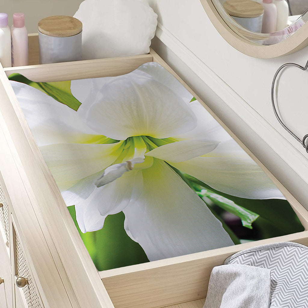 White Amaryllis Print Changing Pad Cover