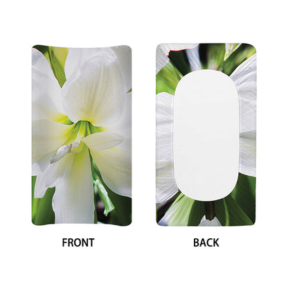 White Amaryllis Print Changing Pad Cover
