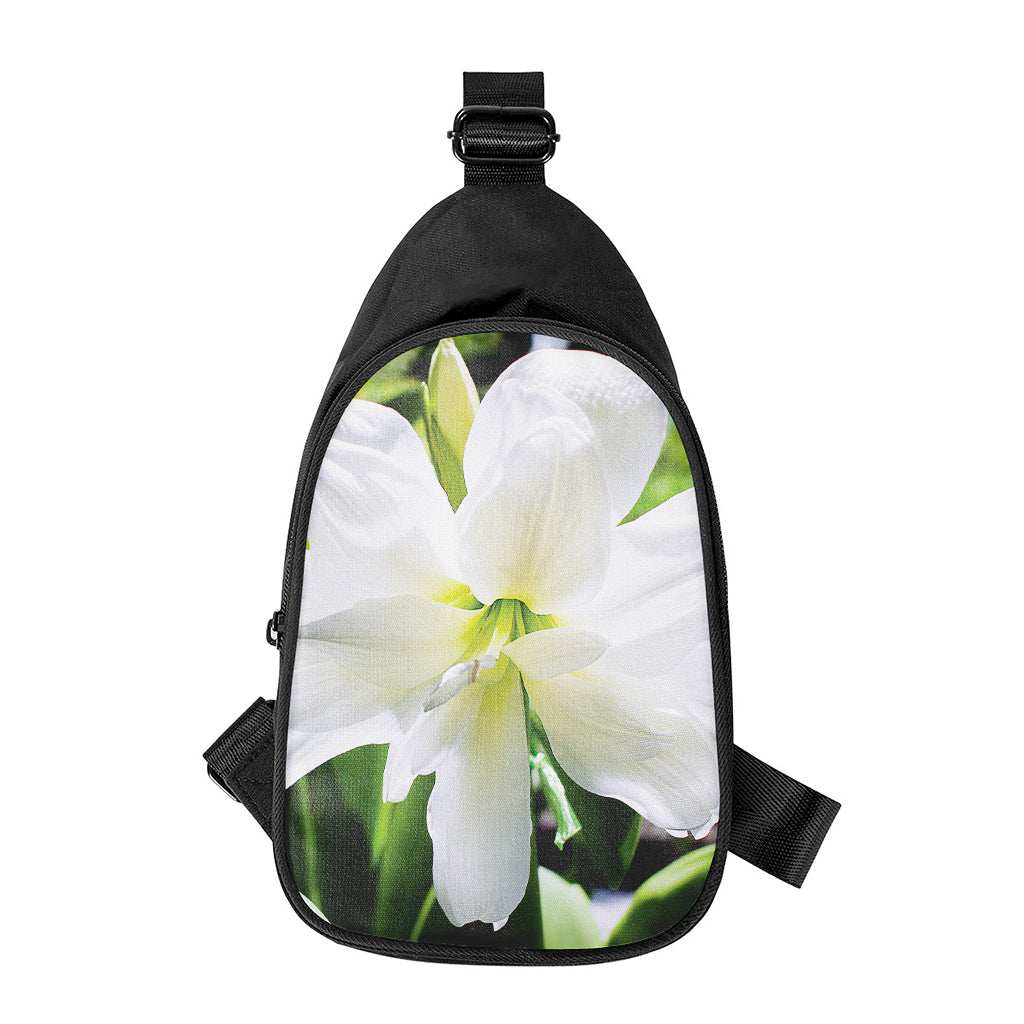 White Amaryllis Print Chest Bag