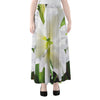 White Amaryllis Print Chiffon Maxi Skirt