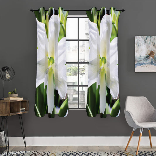 White Amaryllis Print Curtain