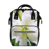 White Amaryllis Print Diaper Bag