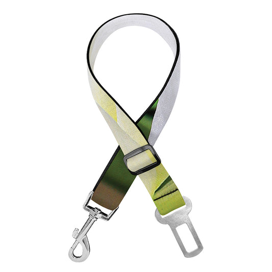 White Amaryllis Print Dog Seat Belt