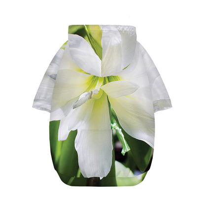 White Amaryllis Print Dog Zip Up Hoodie