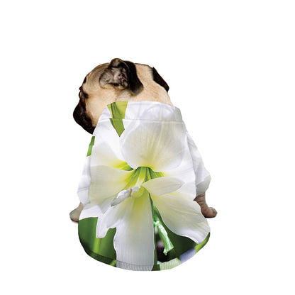 White Amaryllis Print Dog Zip Up Jacket