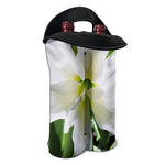 White Amaryllis Print Double Neoprene Wine Tote