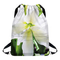 White Amaryllis Print Drawstring Backpack