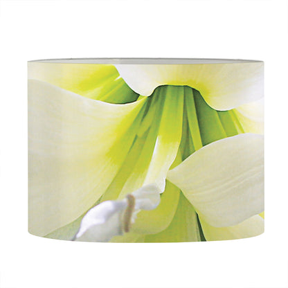 White Amaryllis Print Drum Lamp Shade