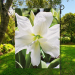 White Amaryllis Print Garden Flag