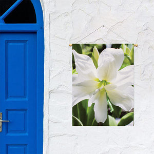 White Amaryllis Print Garden Flag