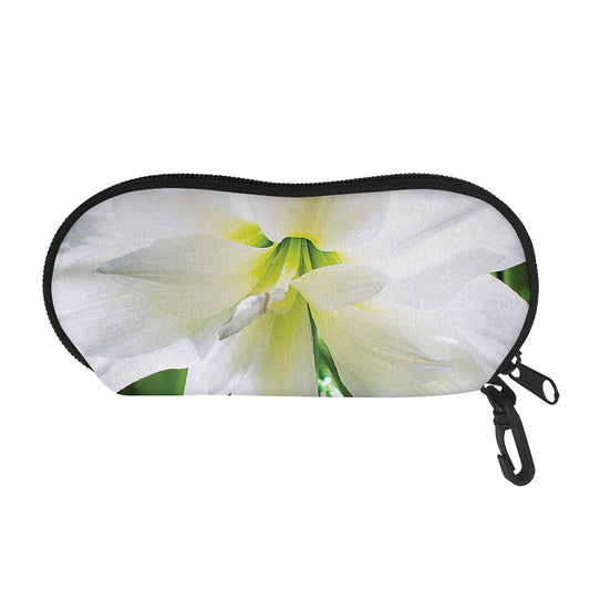 White Amaryllis Print Glasses Case