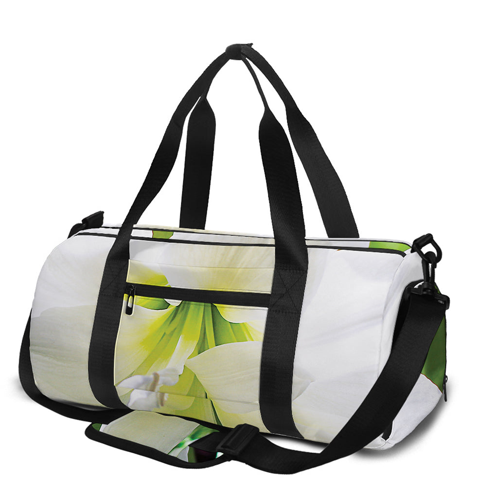 White Amaryllis Print Gym Bag