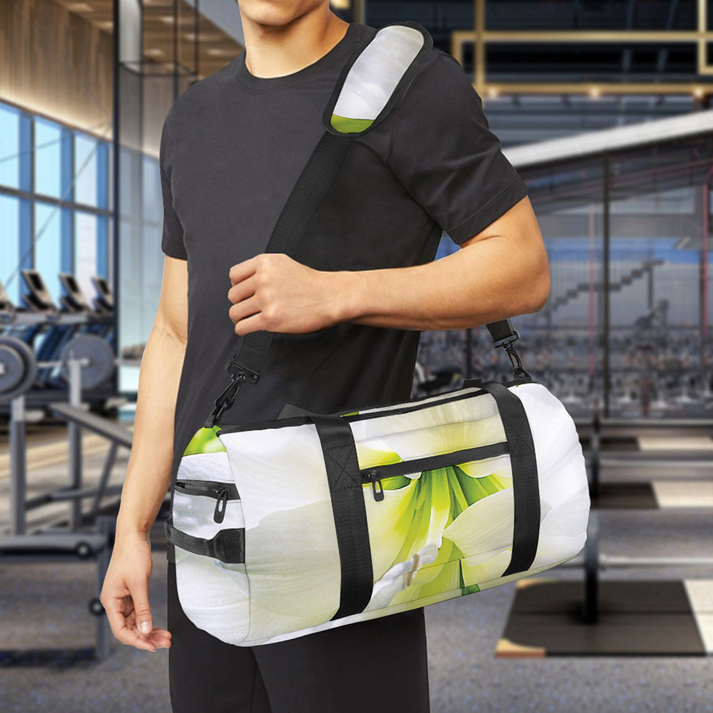 White Amaryllis Print Gym Bag