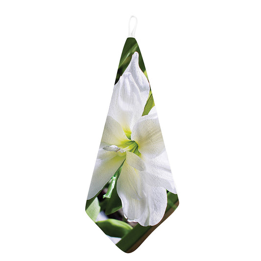 White Amaryllis Print Hand Towel