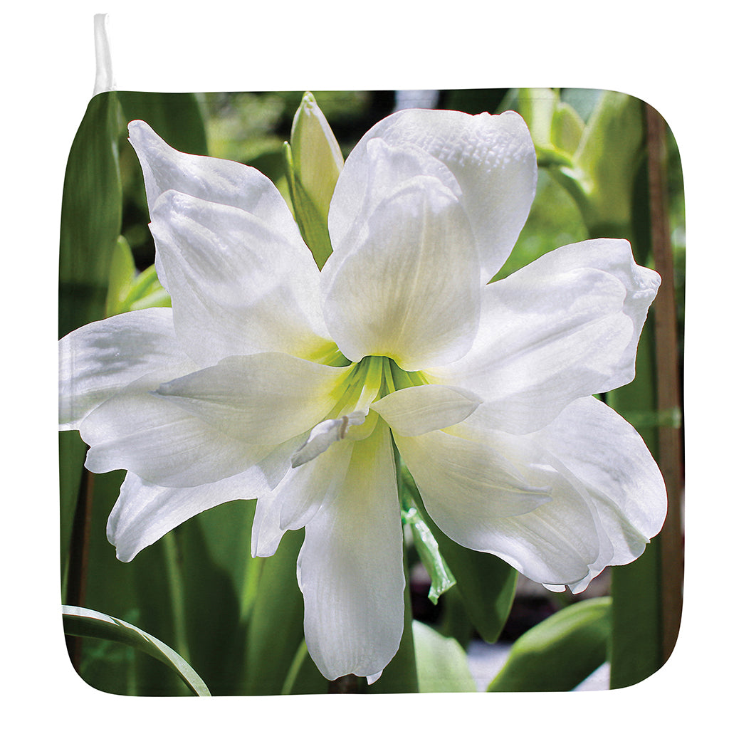 White Amaryllis Print Hand Towel