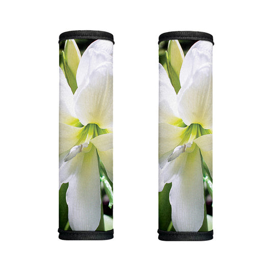 White Amaryllis Print Handle Covers