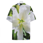 White Amaryllis Print Hawaiian Shirt