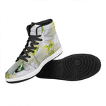 White Amaryllis Print High Top Leather Sneakers