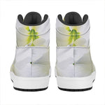 White Amaryllis Print High Top Leather Sneakers