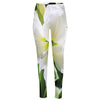 White Amaryllis Print High-Waisted Pocket Leggings