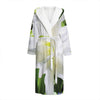 White Amaryllis Print Hooded Bathrobe