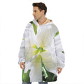 White Amaryllis Print Hoodie Blanket