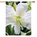 White Amaryllis Print House Flag