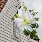 White Amaryllis Print House Flag