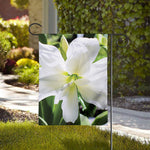 White Amaryllis Print House Flag