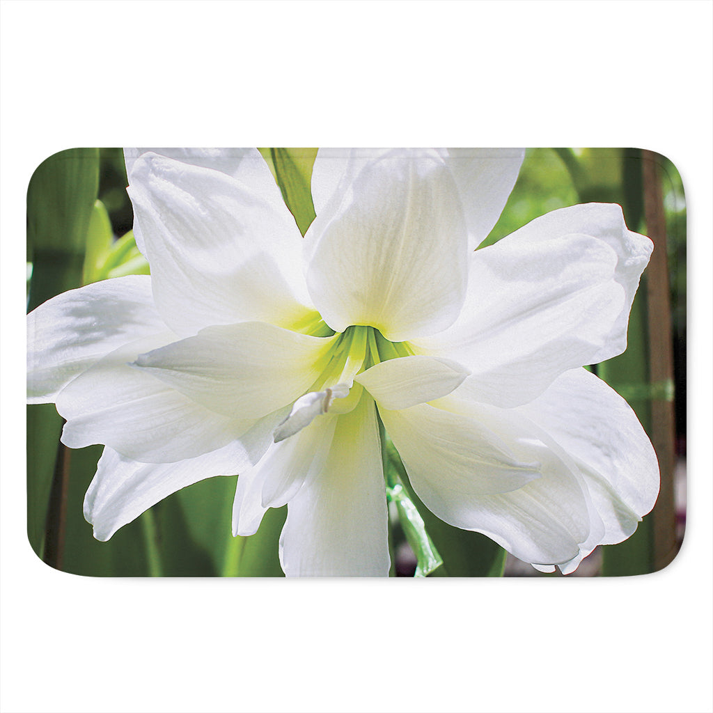 White Amaryllis Print Indoor Door Mat