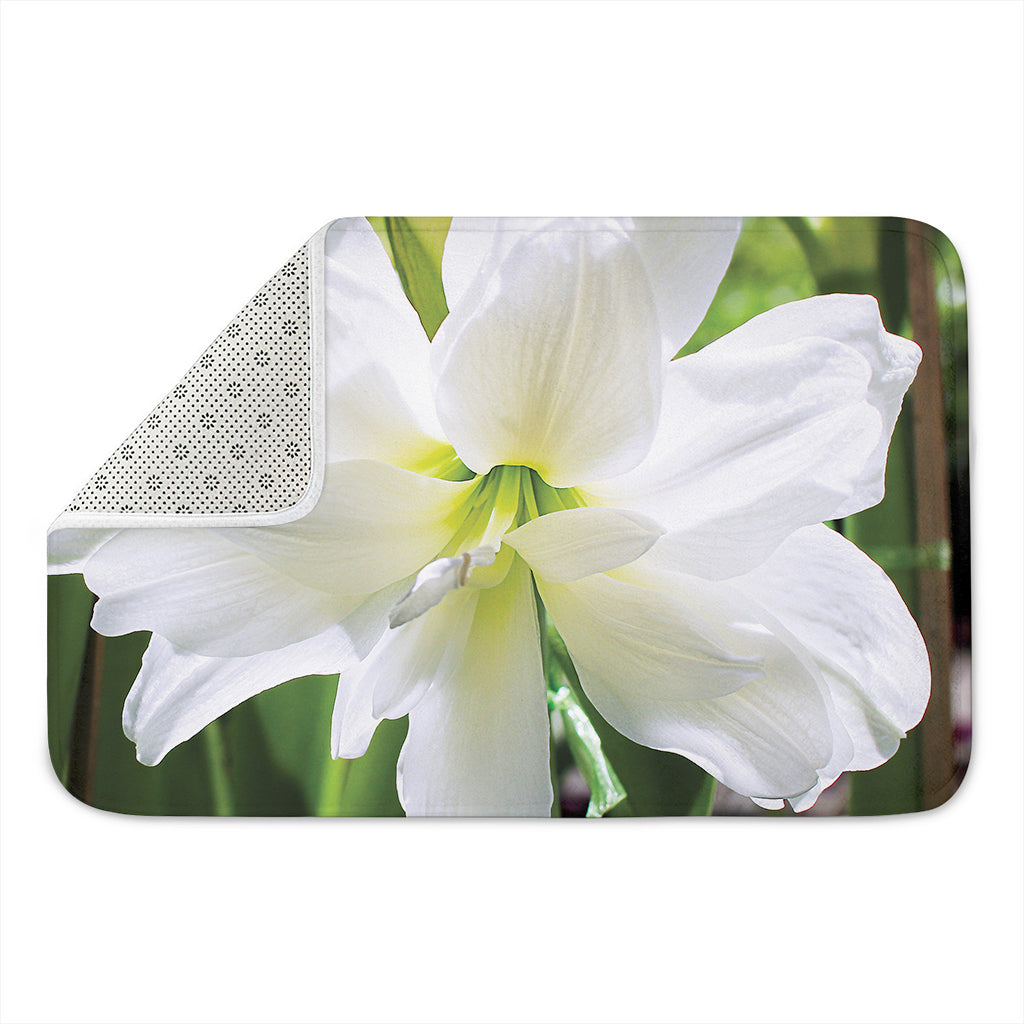 White Amaryllis Print Indoor Door Mat