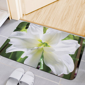 White Amaryllis Print Indoor Door Mat