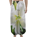 White Amaryllis Print Lantern Pants
