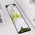 White Amaryllis Print Long Kitchen Mat