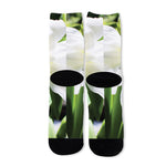 White Amaryllis Print Long Socks