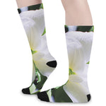 White Amaryllis Print Long Socks